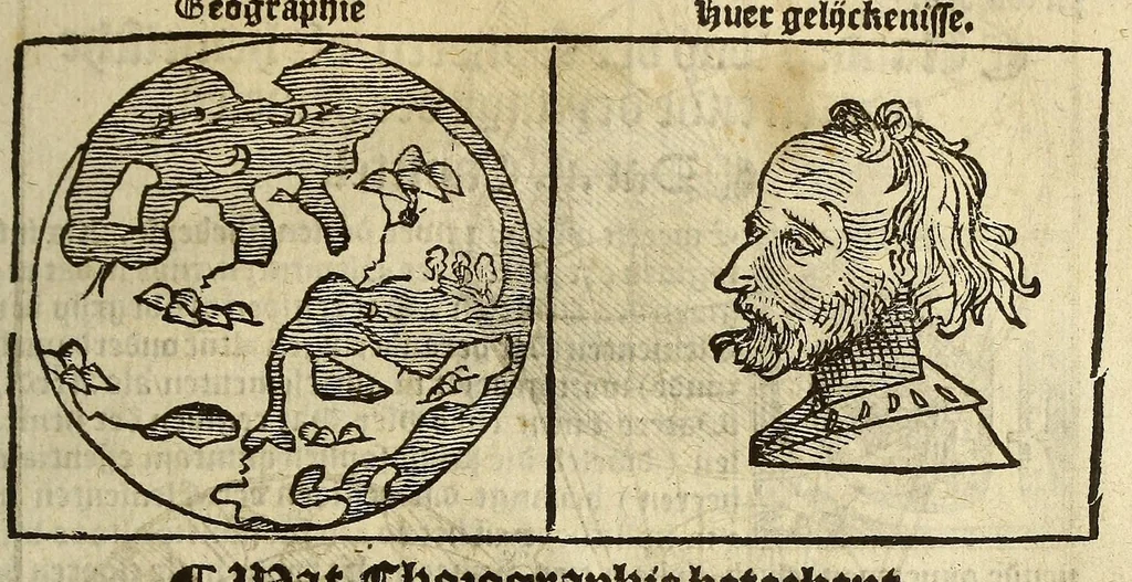 An illustration from Cosmographie, oft Beschrijuinghe der geheelder werelt van Petrus Apianus. derdwerf nu ghecorrigeert van Gemma Frisio ... Metten zeecompasse ende anderen boecxkens byden selve[n] Gemma daer toegedaen, 1553, leaf 13