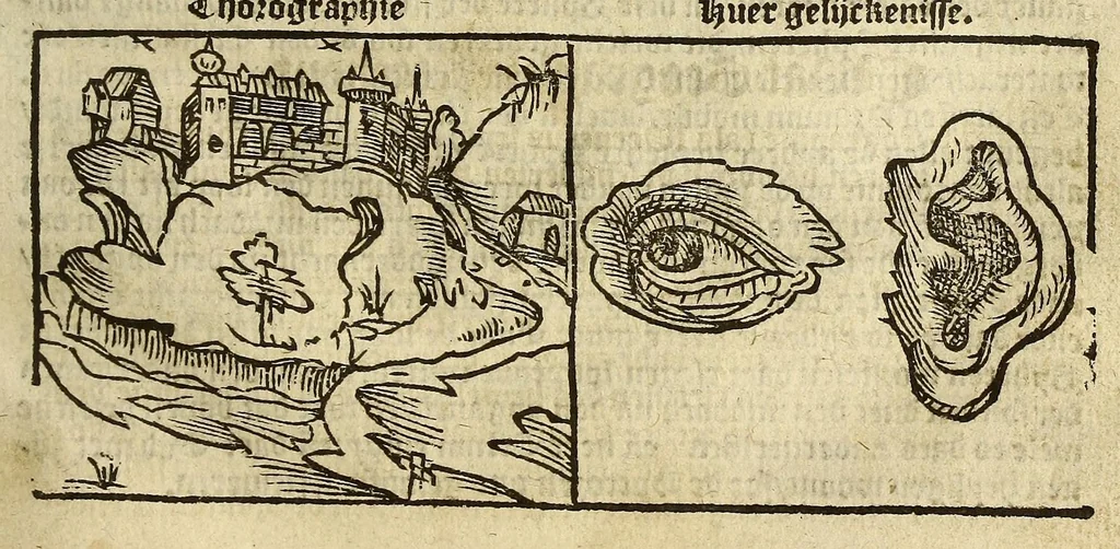 An illustration from Cosmographie, oft Beschrijuinghe der geheelder werelt van Petrus Apianus. derdwerf nu ghecorrigeert van Gemma Frisio ... Metten zeecompasse ende anderen boecxkens byden selve[n] Gemma daer toegedaen, 1553, leaf 13