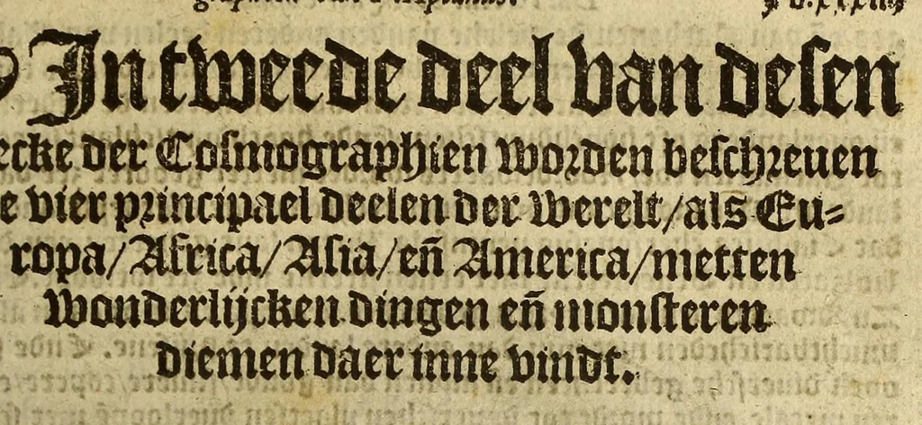 An illustration from Cosmographie, oft Beschrijuinghe der geheelder werelt van Petrus Apianus. derdwerf nu ghecorrigeert van Gemma Frisio ... Metten zeecompasse ende anderen boecxkens byden selve[n] Gemma daer toegedaen, 1553, leaf 73