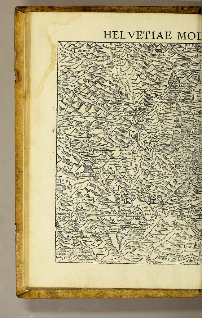 An illustration from Cosmographiæ uniuersalis lib. VI. in quibus iuxta certioris fidei scriptorum traditionem describuntur, omnium habitabilis orbis partium situs, propriæq[ue] dotes. regionum topographicæ effigies ..., 1554, leaf 54