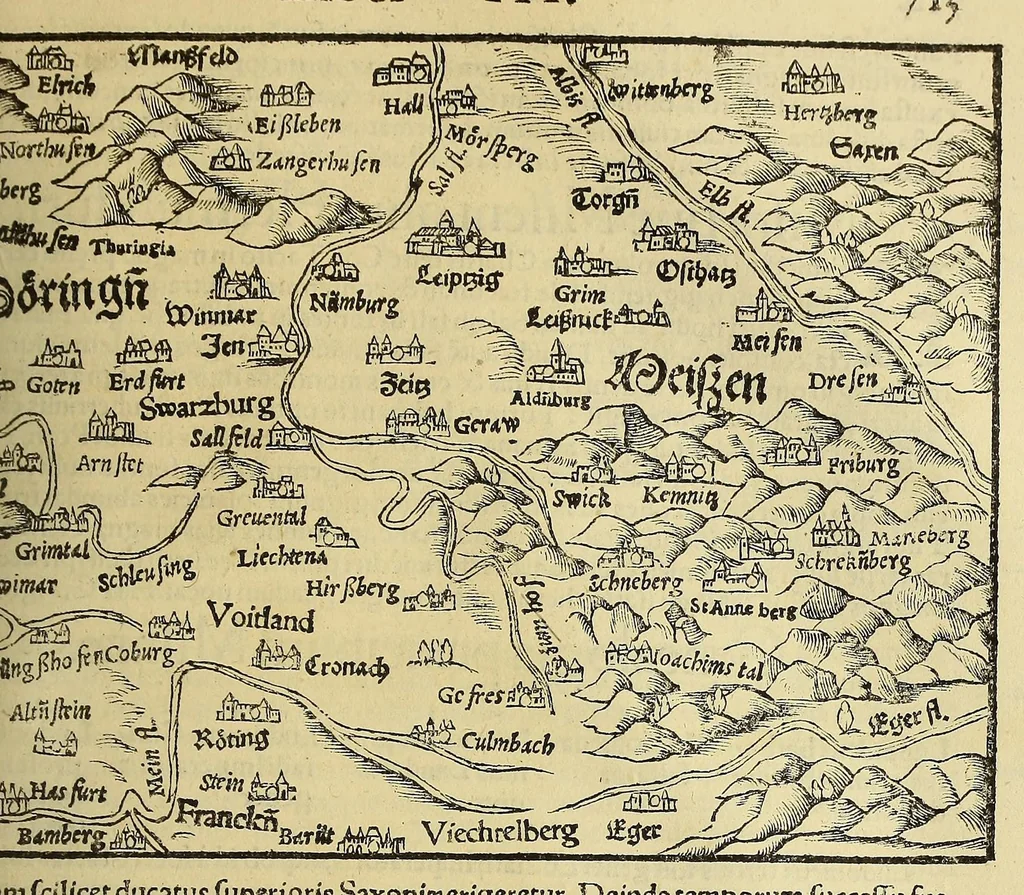An illustration from Cosmographiæ uniuersalis lib. VI. in quibus iuxta certioris fidei scriptorum traditionem describuntur, omnium habitabilis orbis partium situs, propriæq[ue] dotes. regionum topographicæ effigies ..., 1554, leaf 813