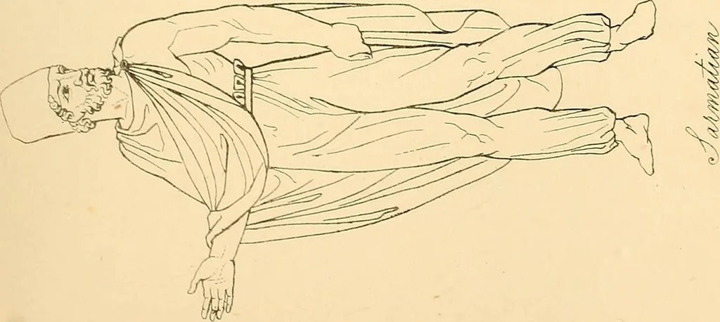 An illustration from The costume of the ancients, 1875, leaf 102
