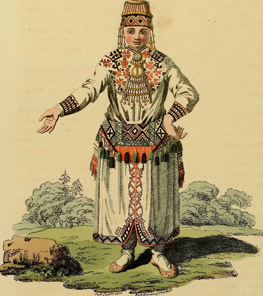 An illustration from Costume of the Russian empire : illustrated by upwards of seventy richly coloured engravings .., 1811, leaf 65