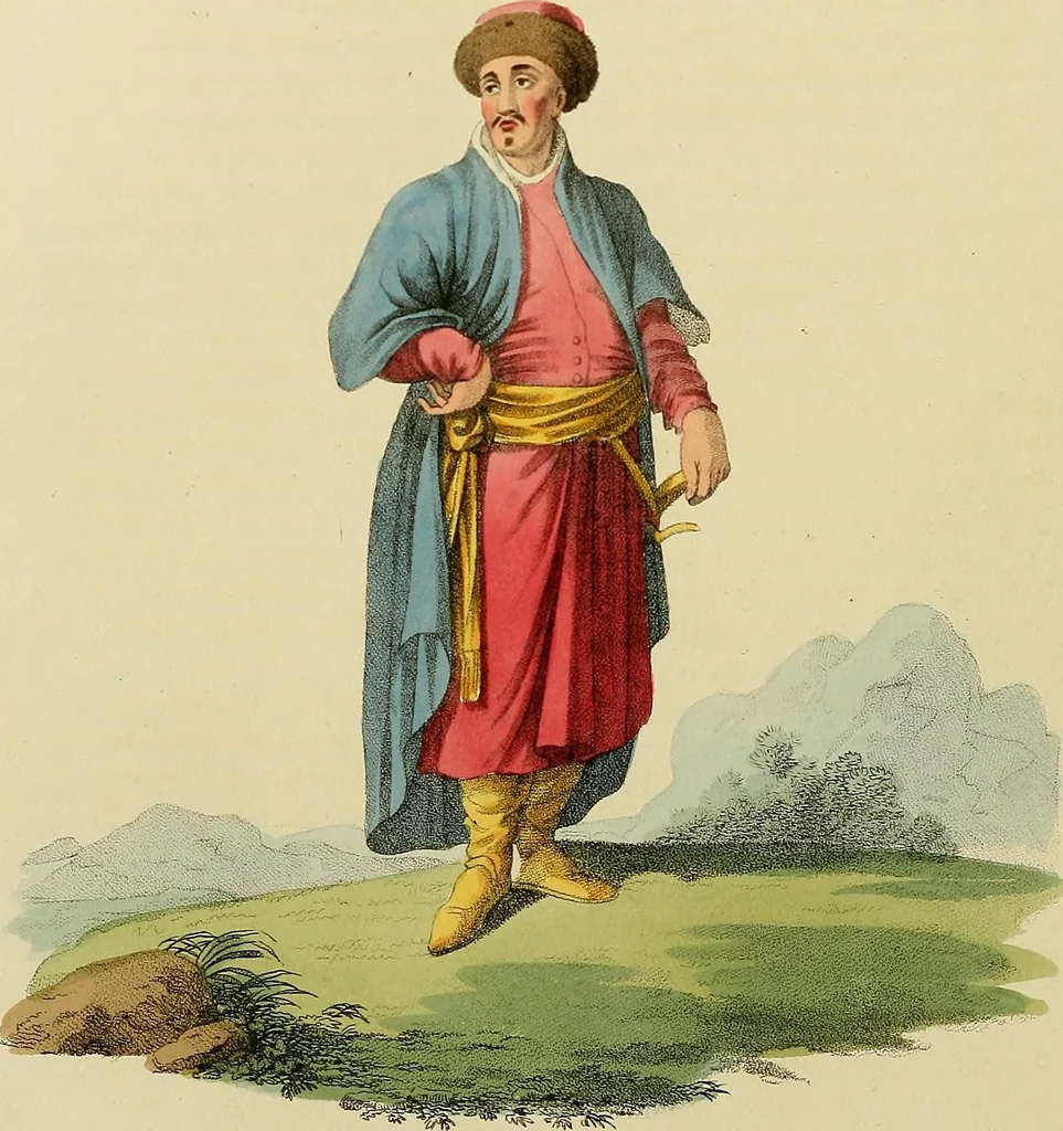 An illustration from Costume of the Russian empire : illustrated by upwards of seventy richly coloured engravings .., 1811, leaf 91