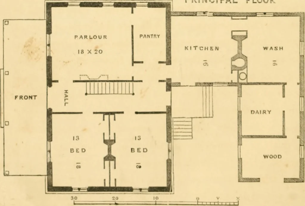 An illustration from Cottage residences : or, A series of designs for rural cottages and cottage villas, and their gardens and grounds ; adapted to North America, 1847, leaf 109