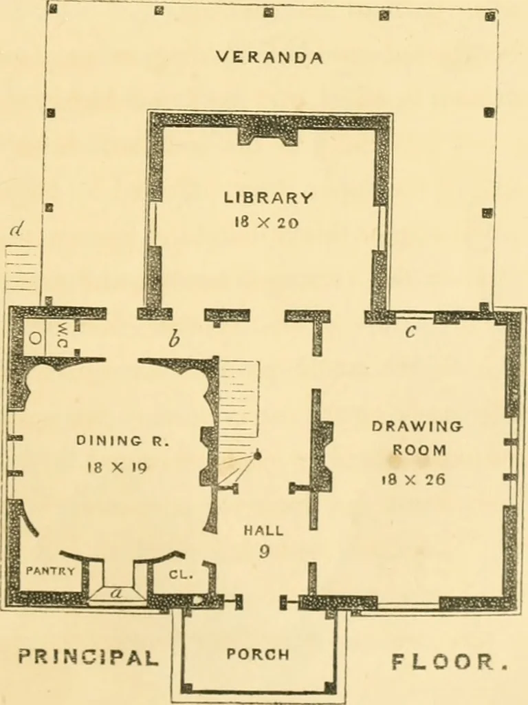 An illustration from Cottage residences : or, A series of designs for rural cottages and cottage villas, and their gardens and grounds ; adapted to North America, 1847, leaf 122