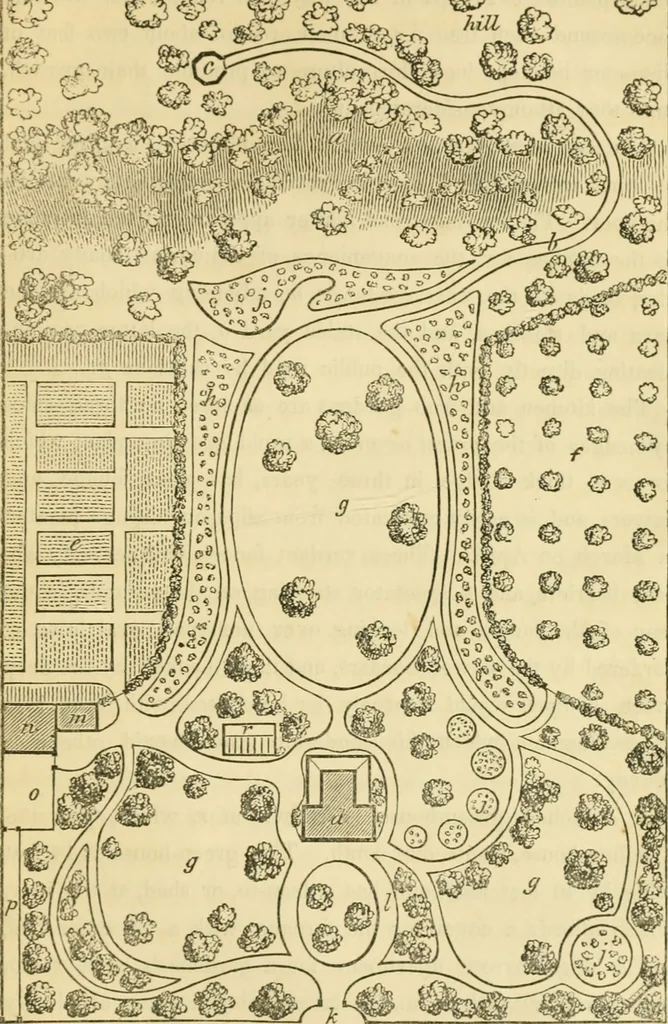 An illustration from Cottage residences : or, A series of designs for rural cottages and cottage villas, and their gardens and grounds ; adapted to North America, 1847, leaf 134