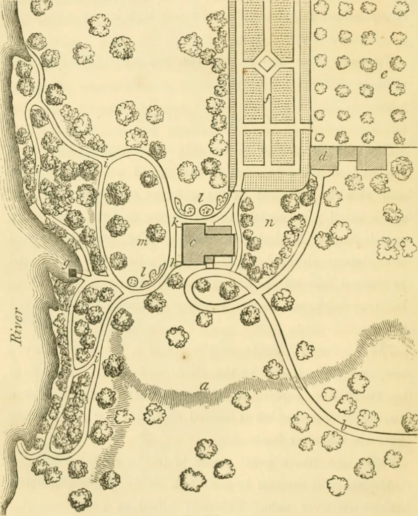 An illustration from Cottage residences : or, A series of designs for rural cottages and cottage villas, and their gardens and grounds ; adapted to North America, 1847, leaf 155