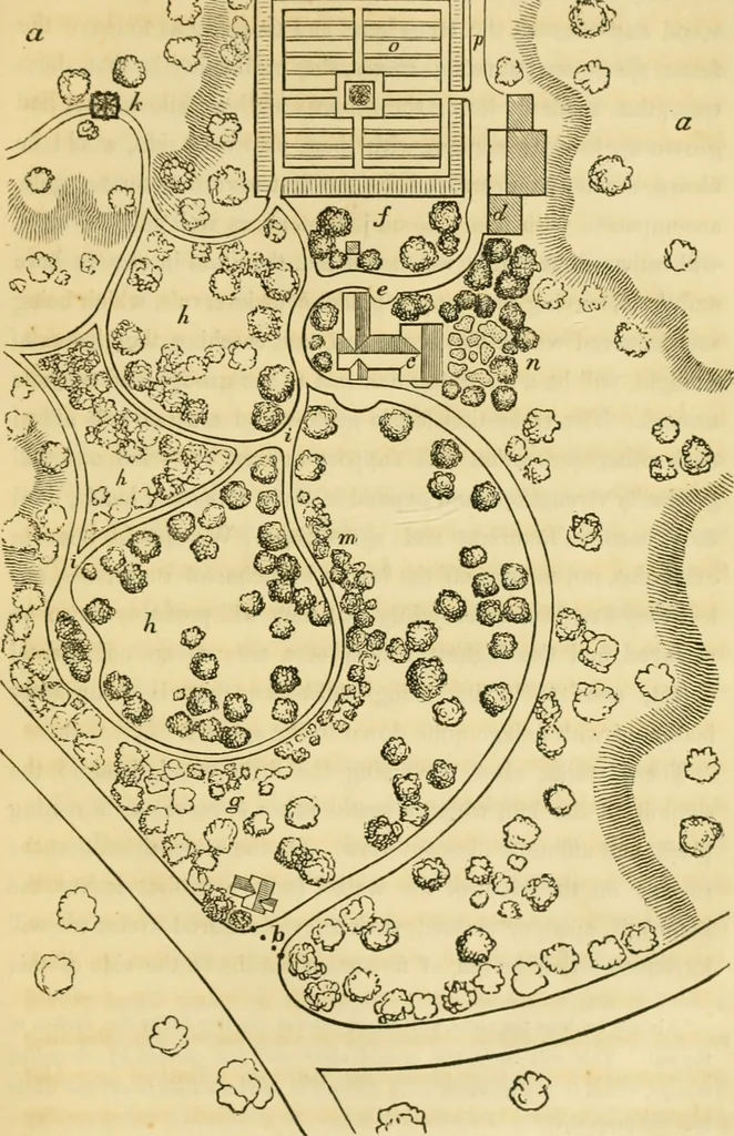 An illustration from Cottage residences : or, A series of designs for rural cottages and cottage villas, and their gardens and grounds ; adapted to North America, 1847, leaf 174
