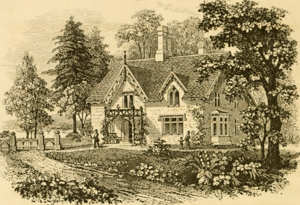 An illustration from Cottage residences : or, A series of designs for rural cottages and cottage villas, and their gardens and grounds ; adapted to North America, 1847, leaf 179
