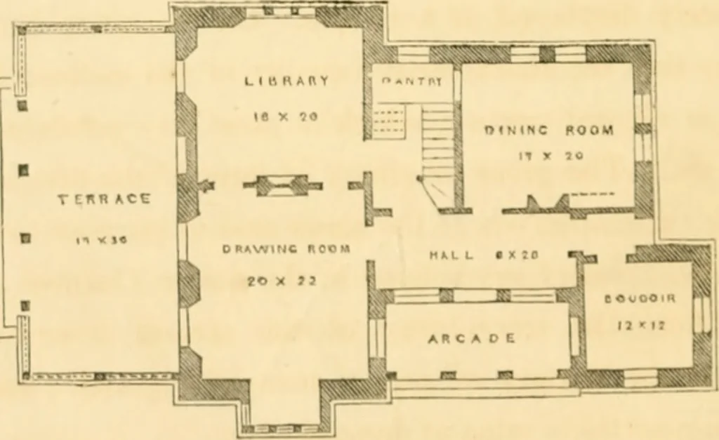 An illustration from Cottage residences : or, A series of designs for rural cottages and cottage villas, and their gardens and grounds ; adapted to North America, 1847, leaf 183