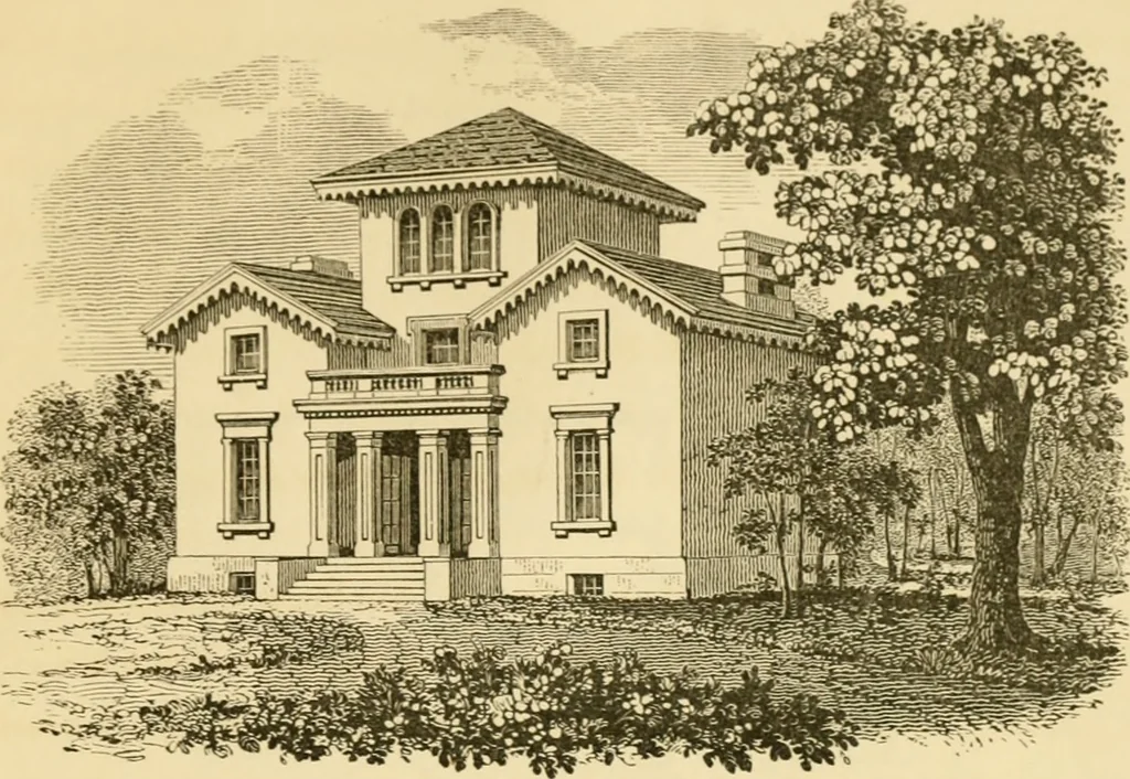 An illustration from Cottage residences : or, A series of designs for rural cottages and cottage villas, and their gardens and grounds ; adapted to North America, 1847, leaf 198