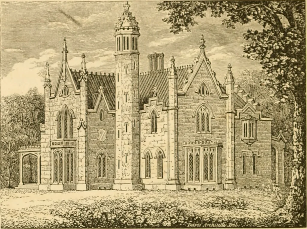 An illustration from Cottage residences : or, A series of designs for rural cottages and cottage villas, and their gardens and grounds ; adapted to North America, 1847, leaf 207
