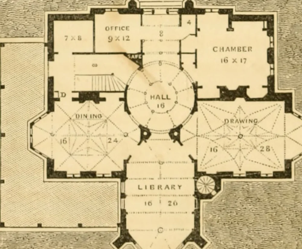 An illustration from Cottage residences : or, A series of designs for rural cottages and cottage villas, and their gardens and grounds ; adapted to North America, 1847, leaf 207