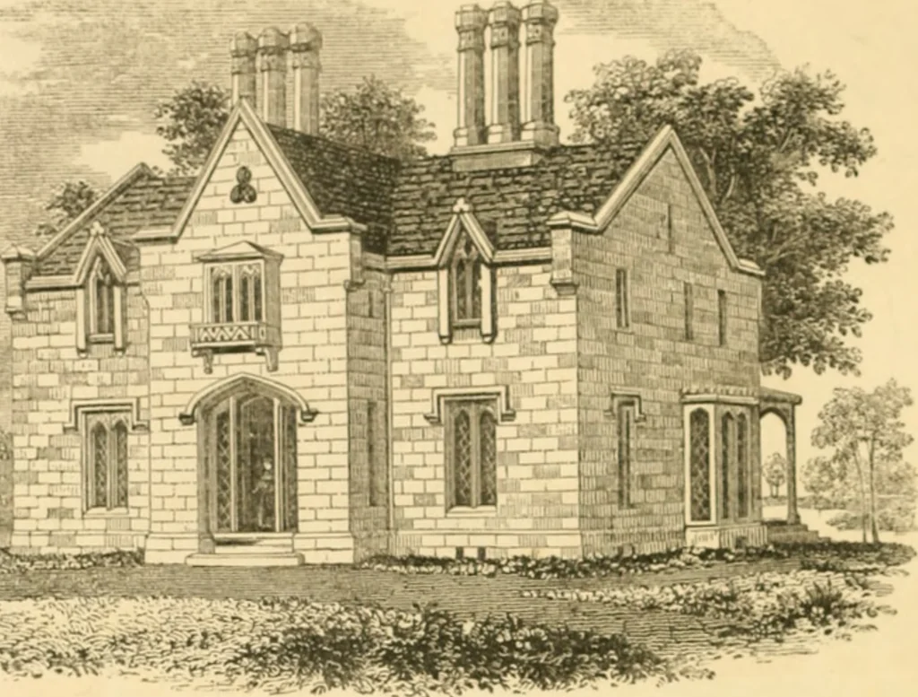 An illustration from Cottage residences : or, A series of designs for rural cottages and cottage villas, and their gardens and grounds ; adapted to North America, 1847, leaf 79