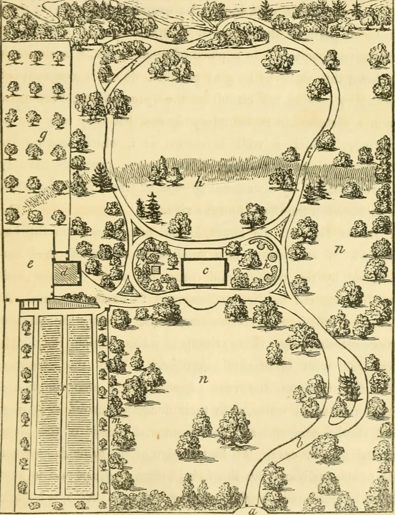 An illustration from Cottage residences : or, A series of designs for rural cottages and cottage villas, and their gardens and grounds ; adapted to North America, 1847, leaf 94
