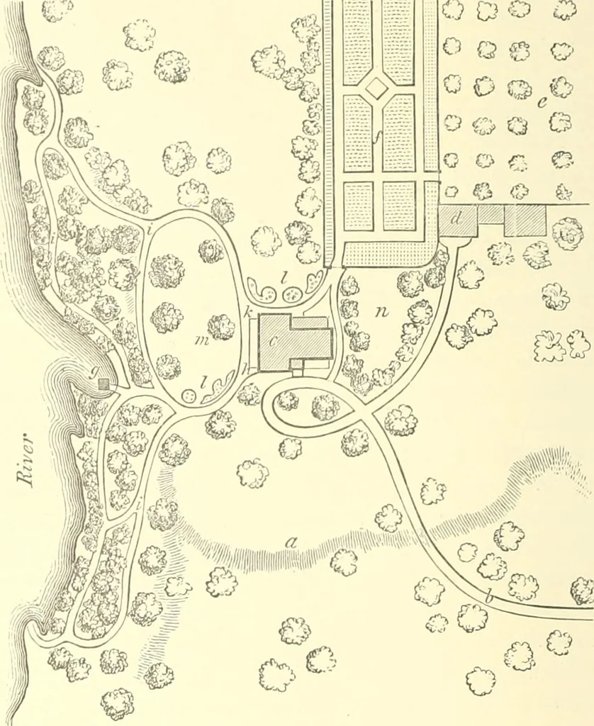 An illustration from Cottage residences; or, A series of designs for rural cottages and cottage villas, and their gardens and grounds, 1873, leaf 146