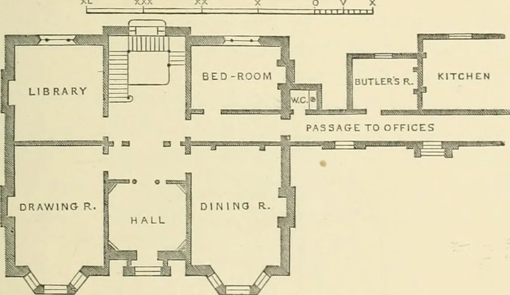 An illustration from Cottage residences; or, A series of designs for rural cottages and cottage villas, and their gardens and grounds, 1873, leaf 207