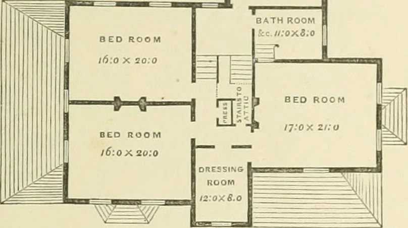 An illustration from Cottage residences; or, A series of designs for rural cottages and cottage villas, and their gardens and grounds, 1873, leaf 213