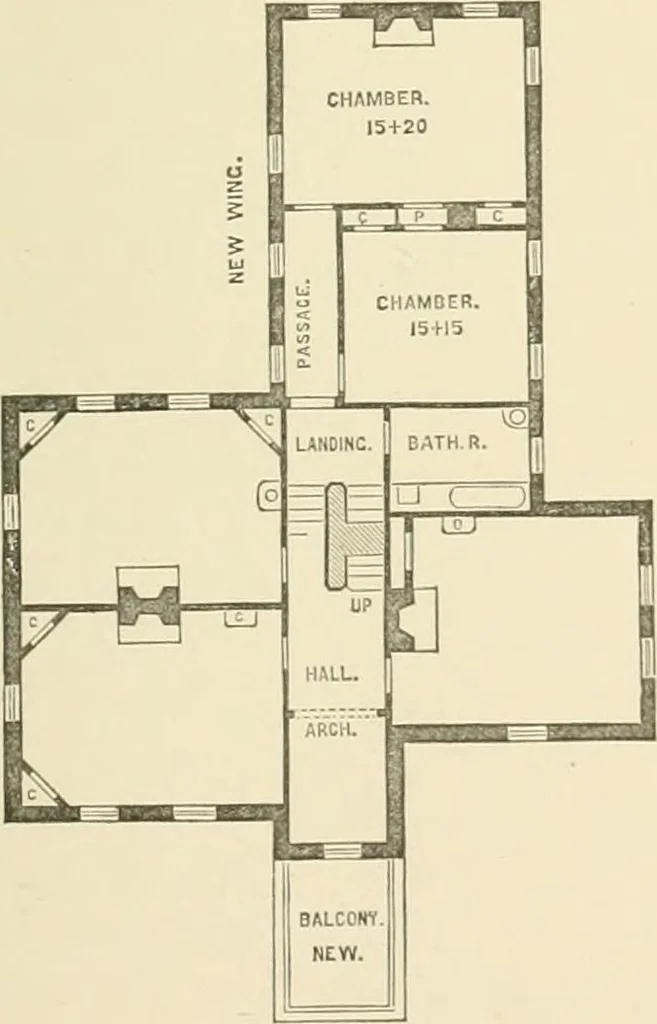 An illustration from Cottage residences; or, A series of designs for rural cottages and cottage villas, and their gardens and grounds, 1873, leaf 217