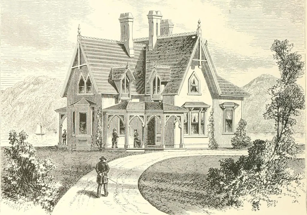 An illustration from Cottage residences; or, A series of designs for rural cottages and cottage villas, and their gardens and grounds, 1873, leaf 256