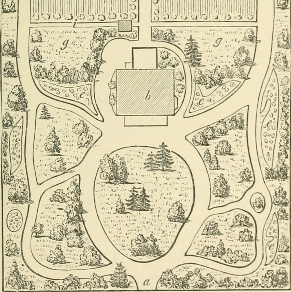 An illustration from Cottage residences; or, A series of designs for rural cottages and cottage villas, and their gardens and grounds, 1873, leaf 69