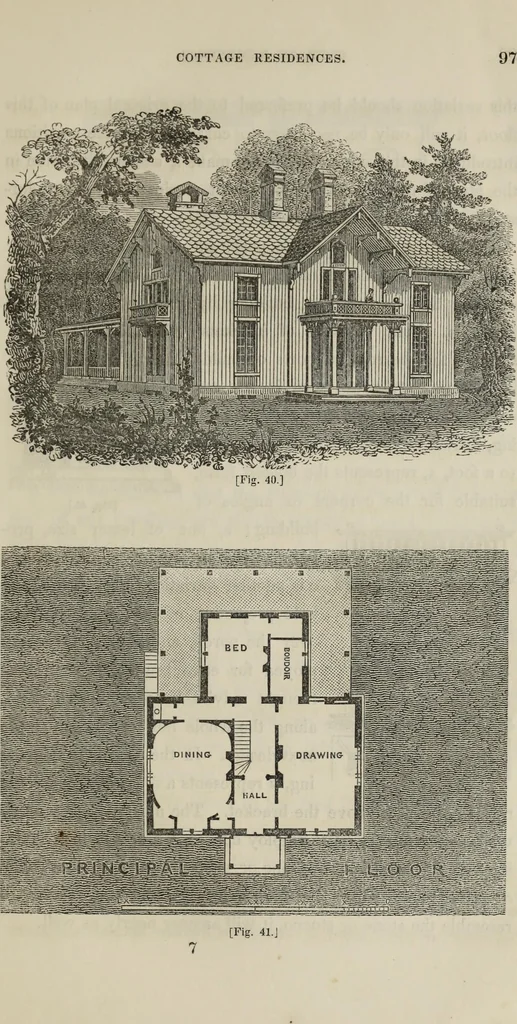 An illustration from Cottage residences : or, A series of designs for rural cottages and cottage villas, and their gardens and grounds. Adapted to North America, 1847, leaf 126