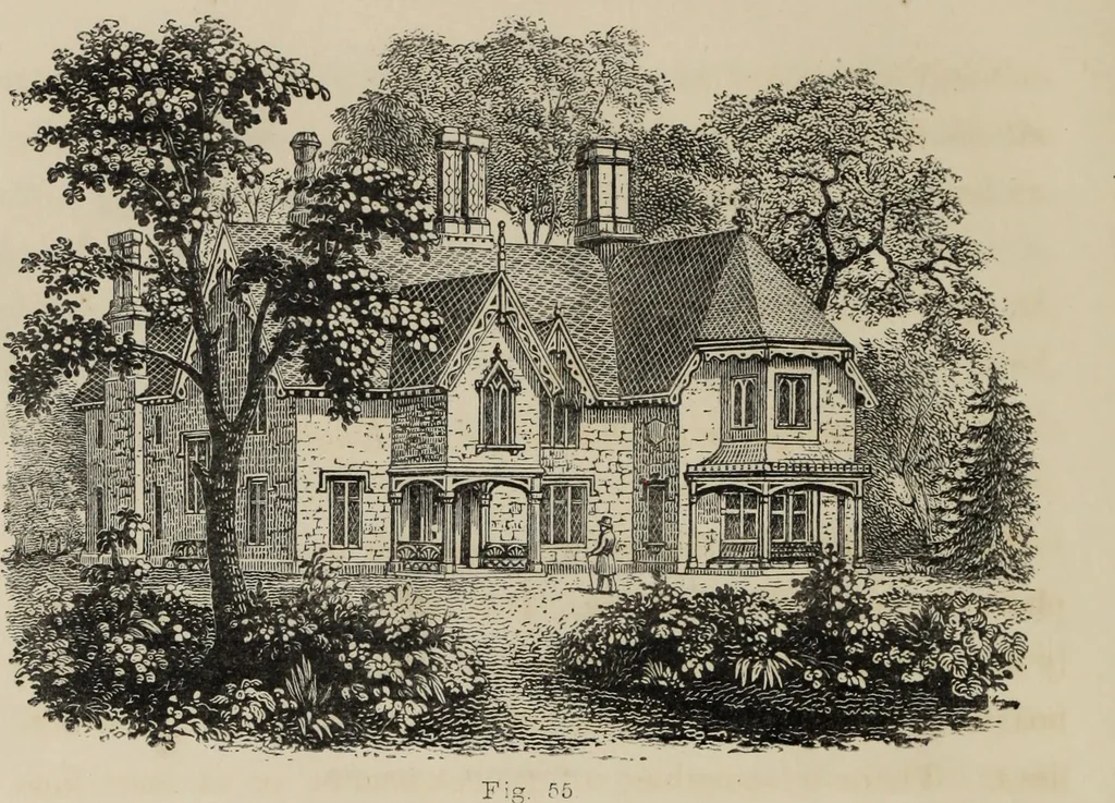 An illustration from Cottage residences : or, A series of designs for rural cottages and cottage villas, and their gardens and grounds. Adapted to North America, 1847, leaf 163