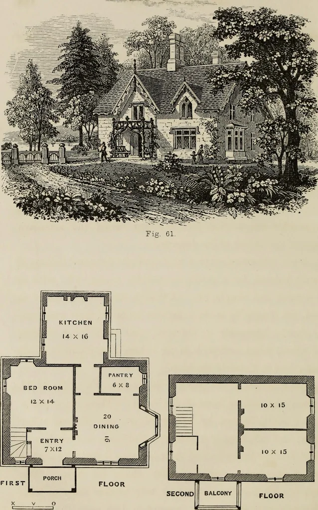 An illustration from Cottage residences : or, A series of designs for rural cottages and cottage villas, and their gardens and grounds. Adapted to North America, 1847, leaf 177