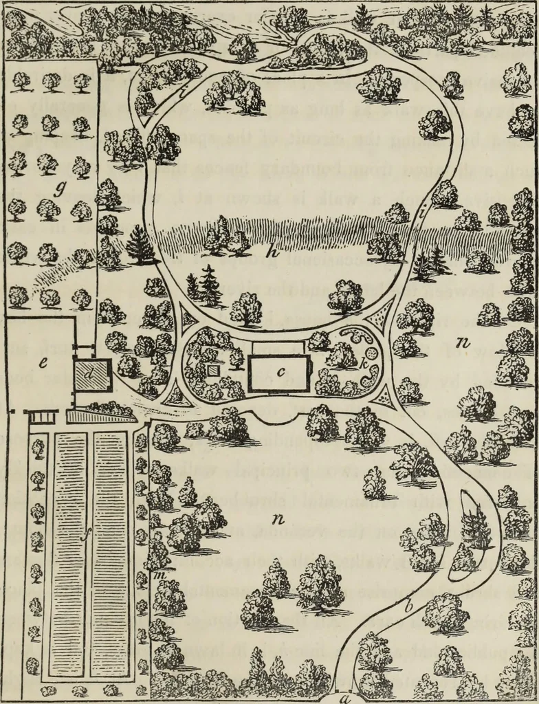 An illustration from Cottage residences : or, A series of designs for rural cottages and cottage villas, and their gardens and grounds. Adapted to North America, 1847, leaf 92