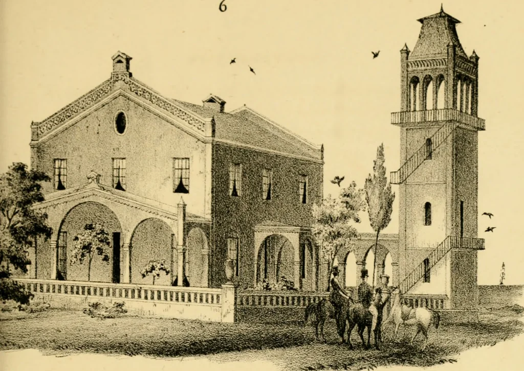 An illustration from Cottages and cottage life : containing plans for country houses, adapted to the means and wants of the people of the United States ; with directions for building and improving for the laying out and embellishing of grounds ; with some sketches of life in the country, 1848, leaf 122