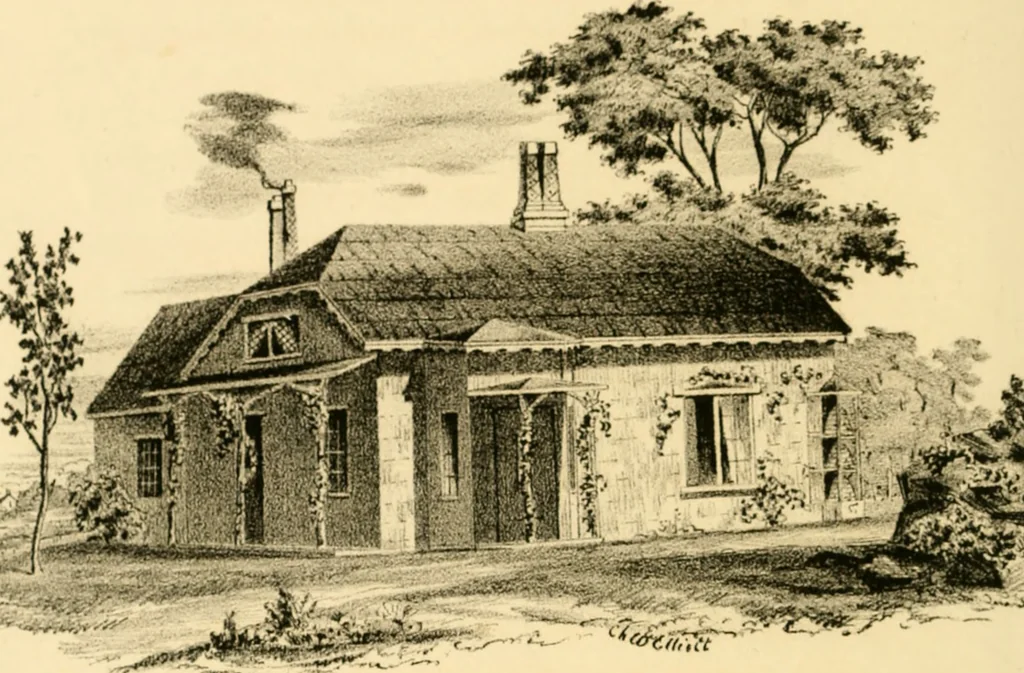 An illustration from Cottages and cottage life : containing plans for country houses, adapted to the means and wants of the people of the United States ; with directions for building and improving for the laying out and embellishing of grounds ; with some sketches of life in the country, 1848, leaf 35