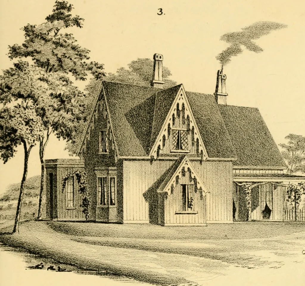 An illustration from Cottages and cottage life : containing plans for country houses, adapted to the means and wants of the people of the United States ; with directions for building and improving for the laying out and embellishing of grounds ; with some sketches of life in the country, 1848, leaf 58