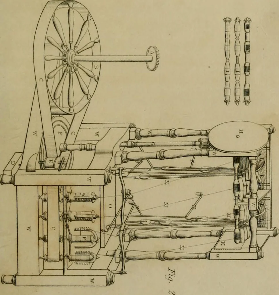 An illustration from History of the cotton manufacture in Great Britain : with a notice of its early history in the East, and in all the quarters of the globe : a description of the great mechanical inventions, which have caused its unexampled extension in Britain, and a view of the present state of the manufacture and the condition of the classes engaged in its several departments, 1835, leaf 178