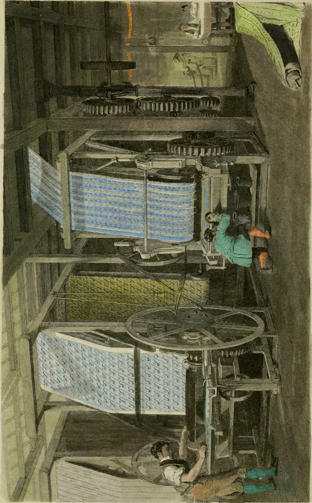 An illustration from History of the cotton manufacture in Great Britain : with a notice of its early history in the East, and in all the quarters of the globe : a description of the great mechanical inventions, which have caused its unexampled extension in Britain, and a view of the present state of the manufacture and the condition of the classes engaged in its several departments, 1835, leaf 319