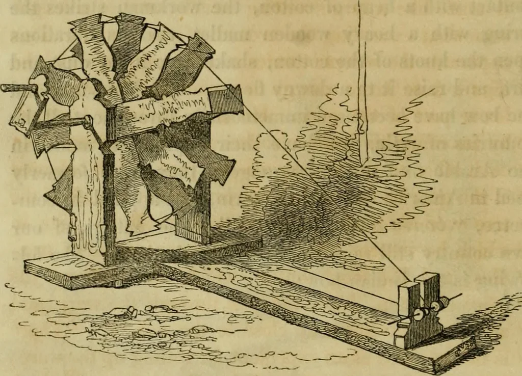 An illustration from History of the cotton manufacture in Great Britain : with a notice of its early history in the East, and in all the quarters of the globe : a description of the great mechanical inventions, which have caused its unexampled extension in Britain, and a view of the present state of the manufacture and the condition of the classes engaged in its several departments, 1835, leaf 89