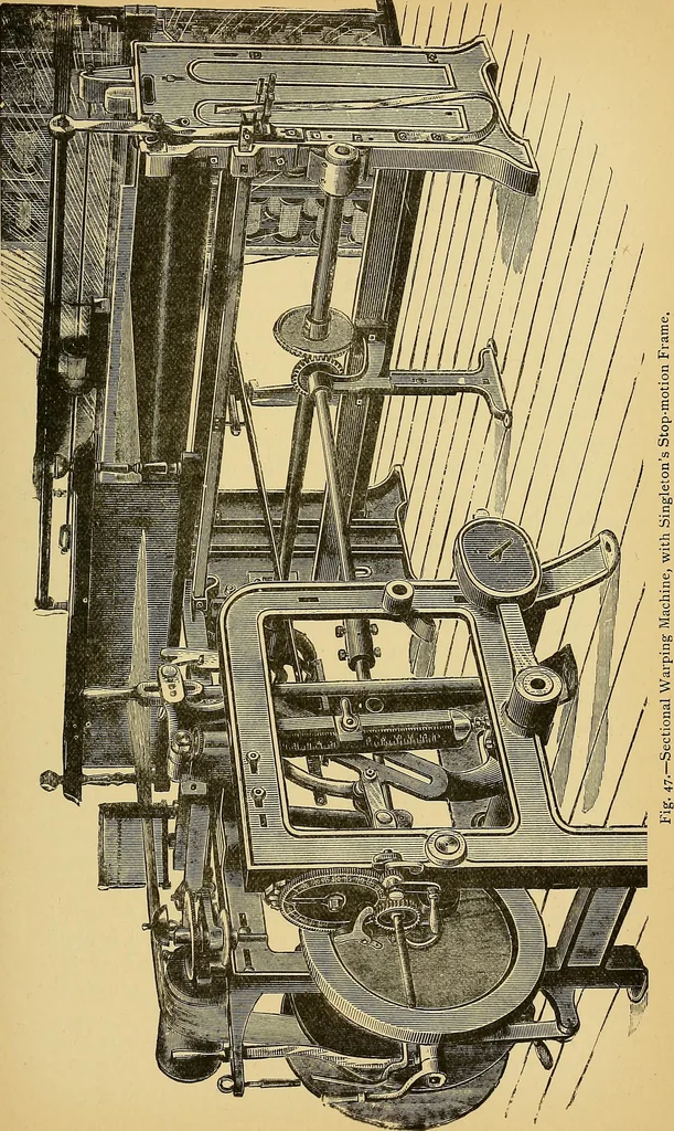 An illustration from Cotton manufacture: a manual of practical instruction in the processes of opening, carding, combing, drawing, doubling, and spinning of cotton, and the methods of dyeing and preparing goods for the market, 1894, leaf 139
