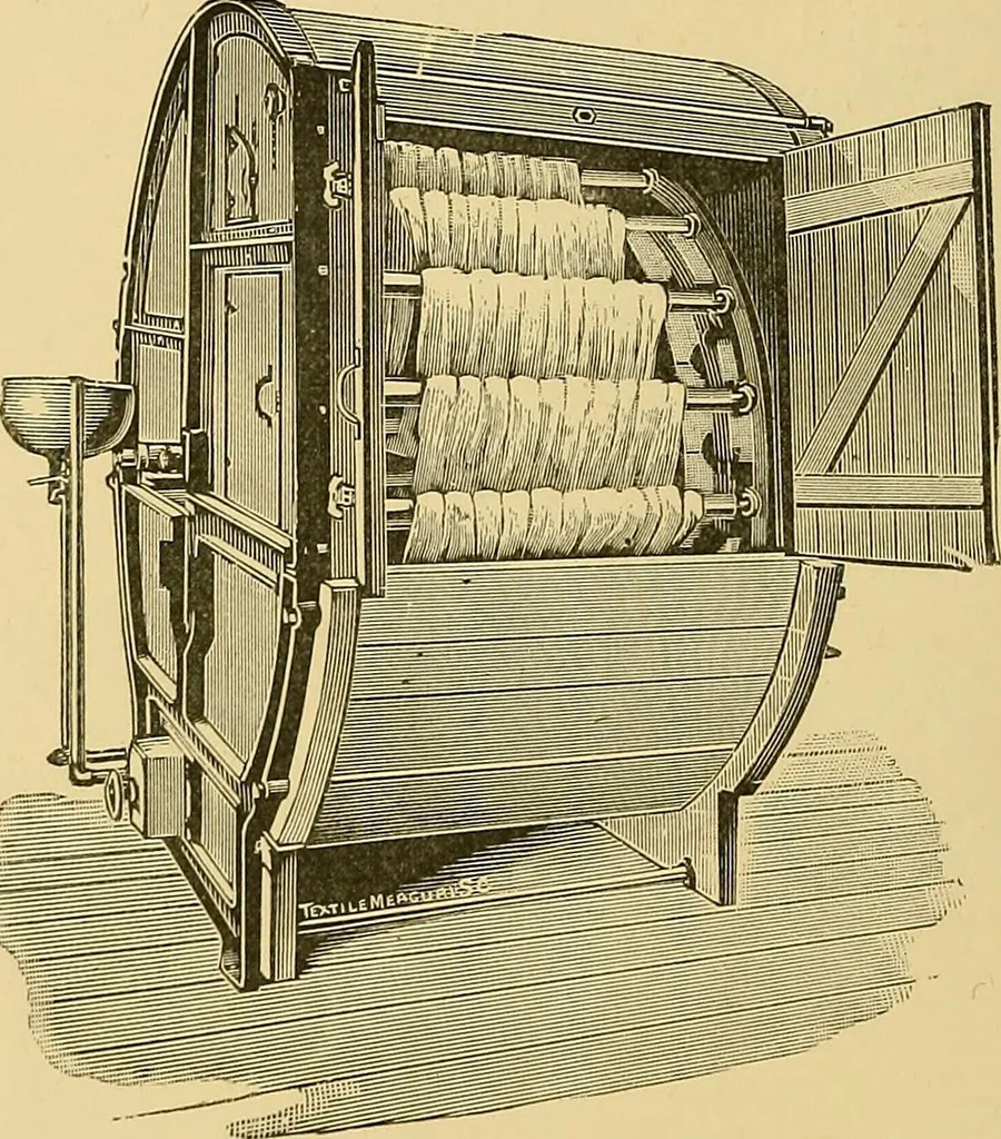 An illustration from Cotton manufacture: a manual of practical instruction in the processes of opening, carding, combing, drawing, doubling, and spinning of cotton, and the methods of dyeing and preparing goods for the market, 1894, leaf 150