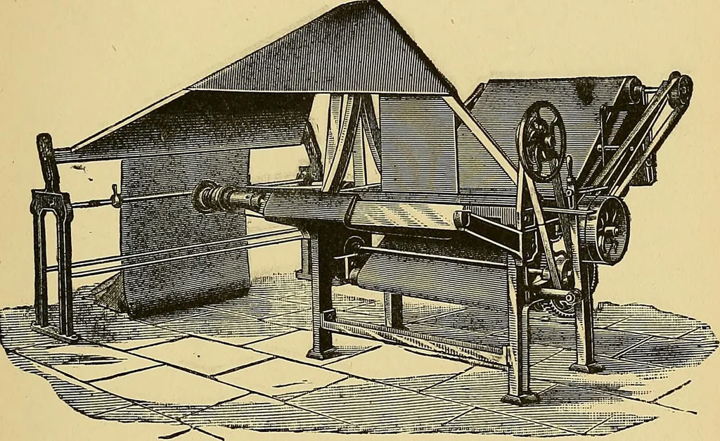 An illustration from Cotton manufacture: a manual of practical instruction in the processes of opening, carding, combing, drawing, doubling, and spinning of cotton, and the methods of dyeing and preparing goods for the market, 1894, leaf 213
