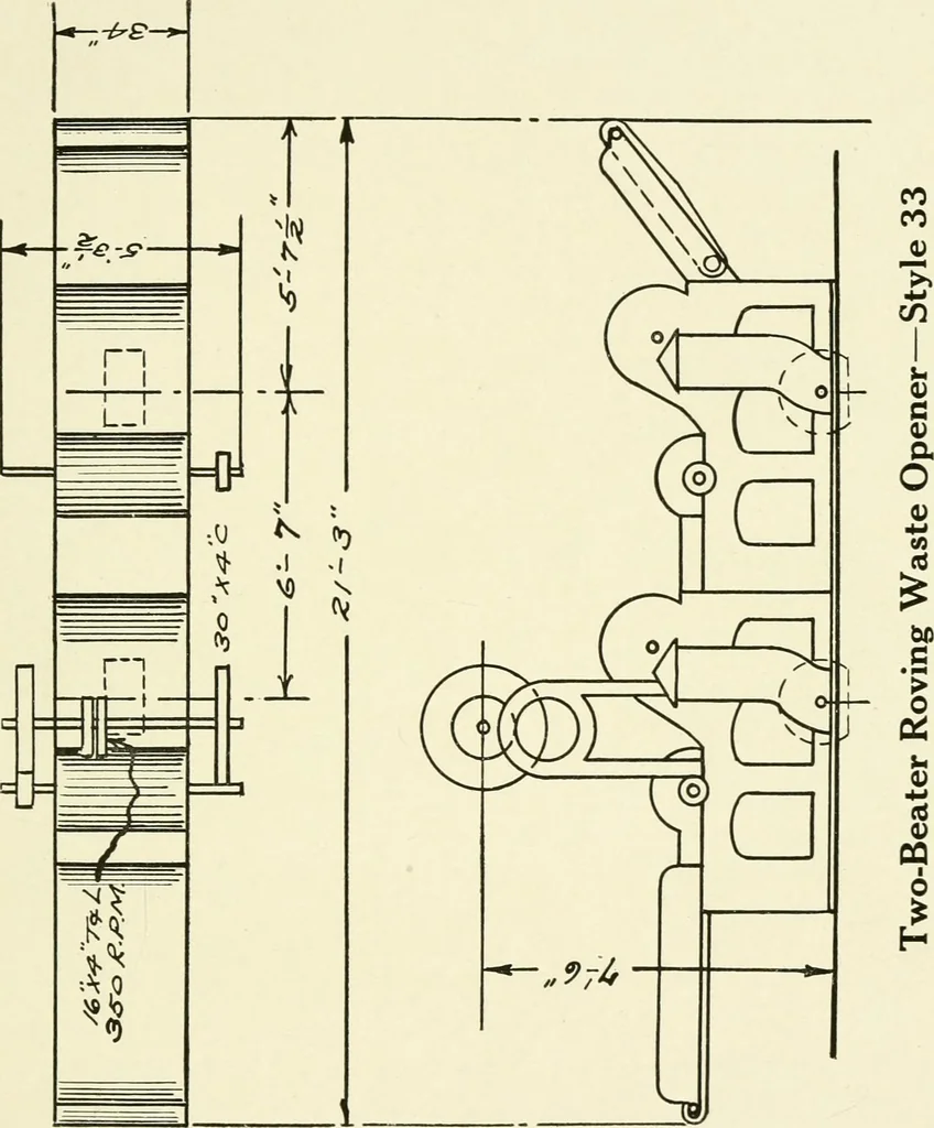 An illustration from Cotton picker room machinery, 1917, leaf 56