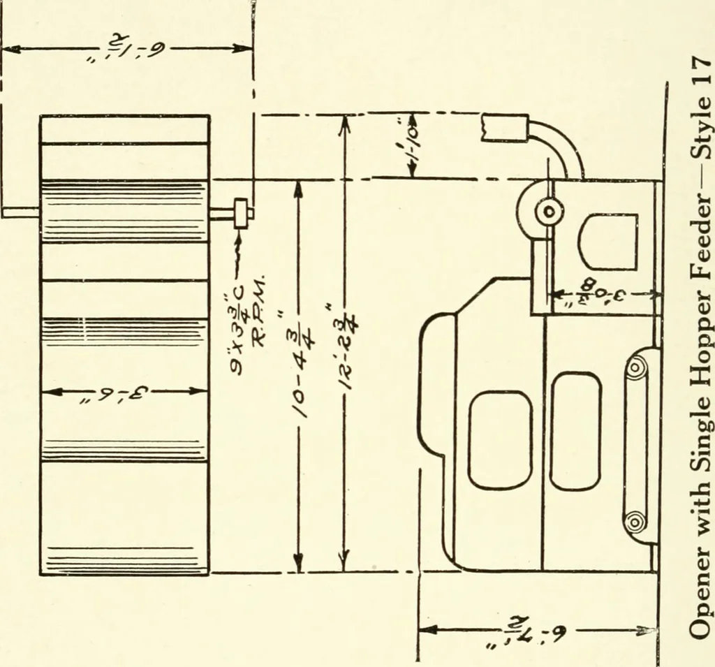 An illustration from Cotton picker room machinery, 1917, leaf 57