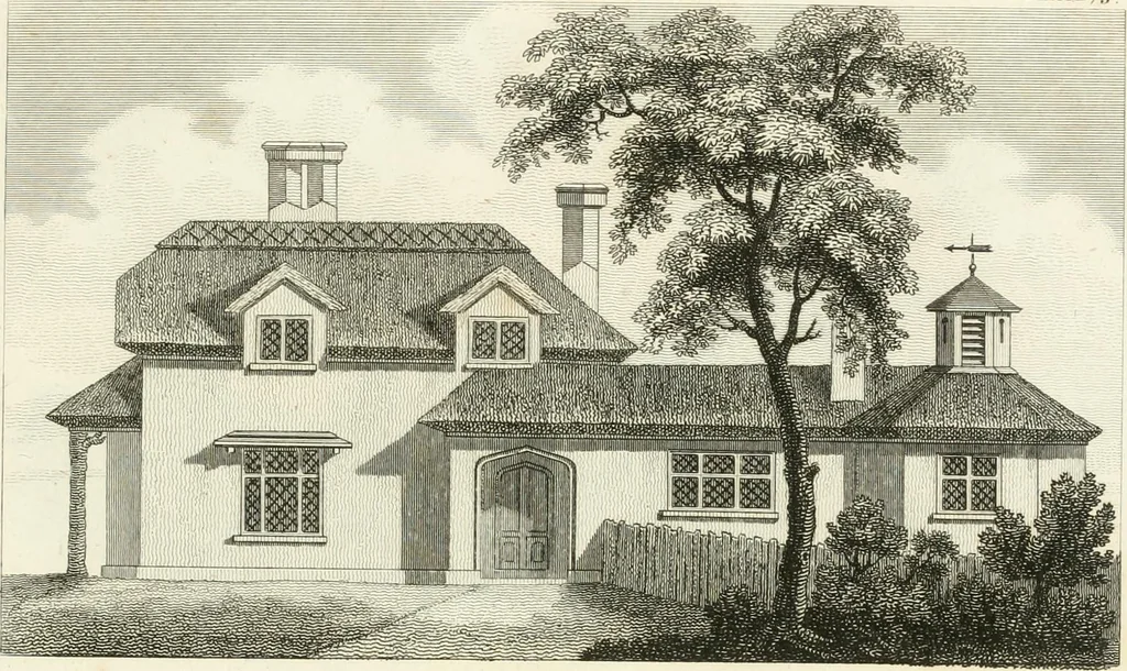 An illustration from The country gentleman's architect : containing a variety of designs for farm houses and farm yards ... : with plans and sections shewing at large the construction of cottages, barns, stables, feeding-houses, dairies, brew-houses, maltings, &c. : with plans for stables and dog-kennels : to which are added, designs for labourers' cottages and small villas : the whole adapted to the use of country gentlemen about to build or to alter, 1807, leaf 44