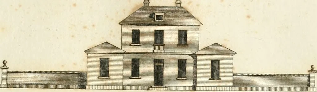 An illustration from The country gentleman's architect, in a great variety of new designs : for cottages, farm-houses, country-houses, villas, lodges for park or garden entrances, and ornamental wooden gates : with plans of the offices belonging to each design, distributed with a strict attention to convenience, elegance, and economy : engraved on thirty-two plates, from designs drawn, 1789, leaf 12