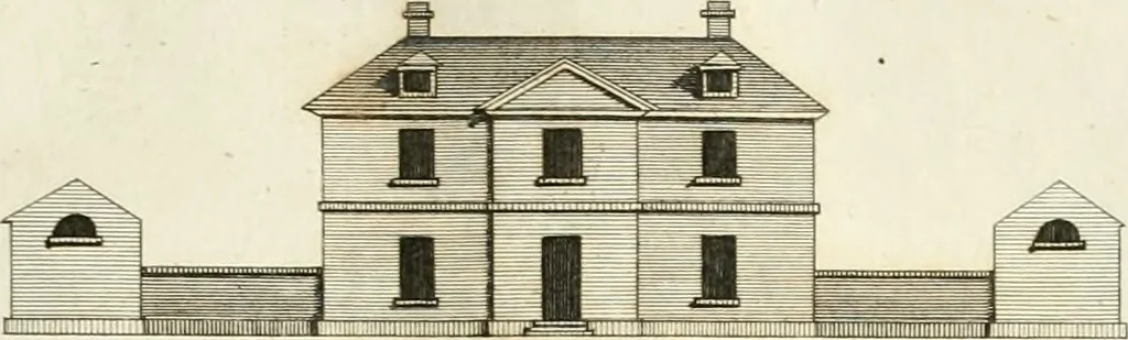 An illustration from The country gentleman's architect, in a great variety of new designs : for cottages, farm-houses, country-houses, villas, lodges for park or garden entrances, and ornamental wooden gates : with plans of the offices belonging to each design, distributed with a strict attention to convenience, elegance, and economy : engraved on thirty-two plates, from designs drawn, 1789, leaf 28
