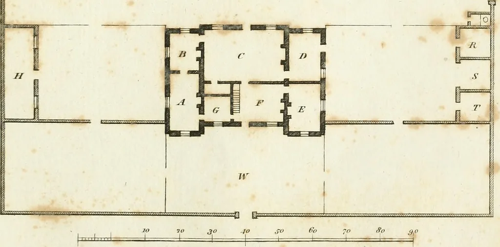 An illustration from The country gentleman's architect, in a great variety of new designs : for cottages, farm-houses, country-houses, villas, lodges for park or garden entrances, and ornamental wooden gates : with plans of the offices belonging to each design, distributed with a strict attention to convenience, elegance, and economy : engraved on thirty-two plates, from designs drawn, 1789, leaf 40