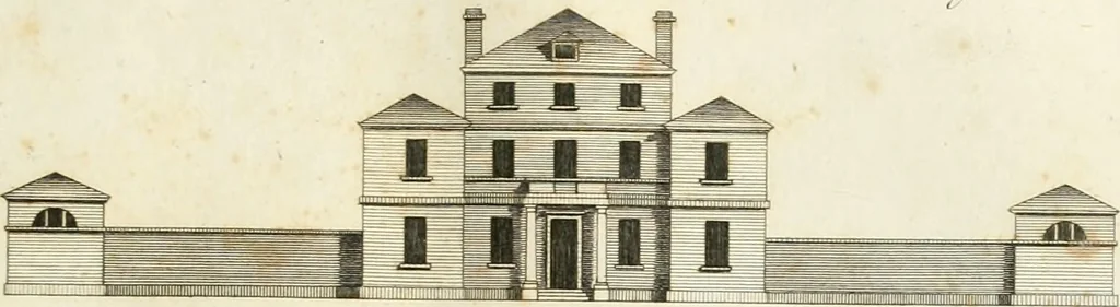 An illustration from The country gentleman's architect, in a great variety of new designs : for cottages, farm-houses, country-houses, villas, lodges for park or garden entrances, and ornamental wooden gates : with plans of the offices belonging to each design, distributed with a strict attention to convenience, elegance, and economy : engraved on thirty-two plates, from designs drawn, 1789, leaf 52