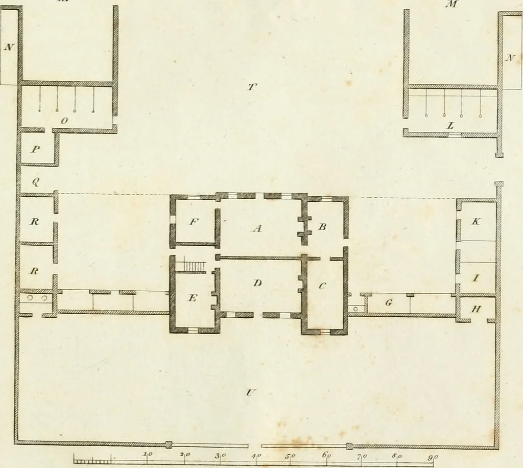 An illustration from The country gentleman's architect, in a great variety of new designs : for cottages, farm-houses, country-houses, villas, lodges for park or garden entrances, and ornamental wooden gates : with plans of the offices belonging to each design, distributed with a strict attention to convenience, elegance, and economy : engraved on thirty-two plates, from designs drawn, 1789, leaf 52