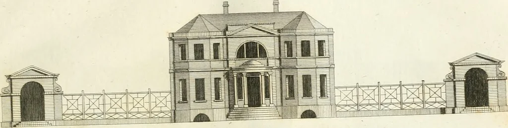 An illustration from The country gentleman's architect, in a great variety of new designs : for cottages, farm-houses, country-houses, villas, lodges for park or garden entrances, and ornamental wooden gates : with plans of the offices belonging to each design, distributed with a strict attention to convenience, elegance, and economy : engraved on thirty-two plates, from designs drawn, 1789, leaf 66