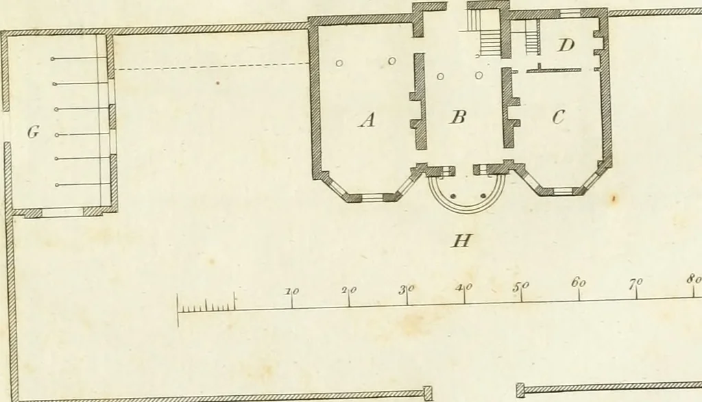 An illustration from The country gentleman's architect, in a great variety of new designs : for cottages, farm-houses, country-houses, villas, lodges for park or garden entrances, and ornamental wooden gates : with plans of the offices belonging to each design, distributed with a strict attention to convenience, elegance, and economy : engraved on thirty-two plates, from designs drawn, 1789, leaf 66