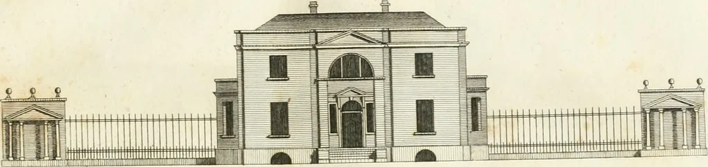 An illustration from The country gentleman's architect, in a great variety of new designs : for cottages, farm-houses, country-houses, villas, lodges for park or garden entrances, and ornamental wooden gates : with plans of the offices belonging to each design, distributed with a strict attention to convenience, elegance, and economy : engraved on thirty-two plates, from designs drawn, 1789, leaf 72